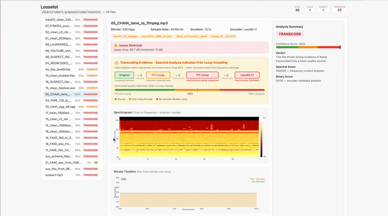 Losselot analyzing audio files